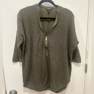 Express olive green zip up sweater